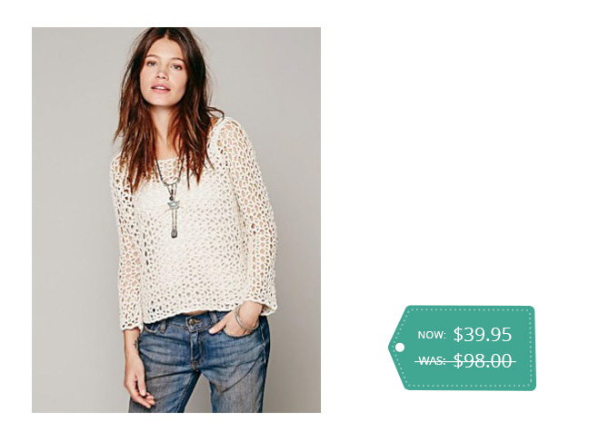  Free People Open Stitch Linen/Cotton Sweater