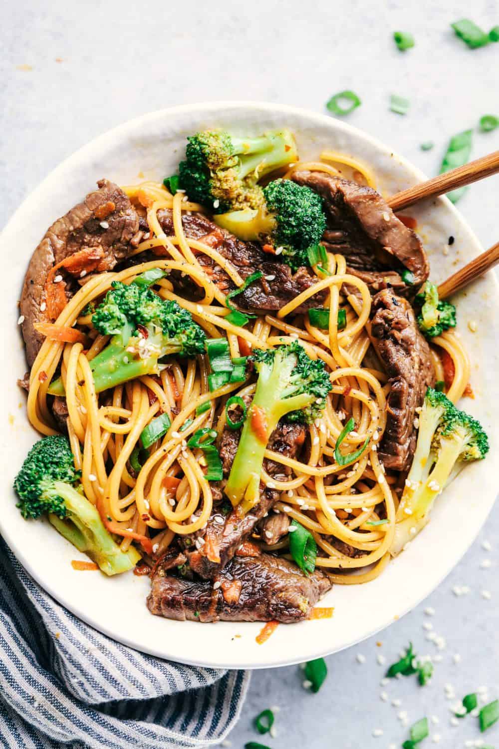 20-Minute Garlic Beef and Broccoli Lo Mein