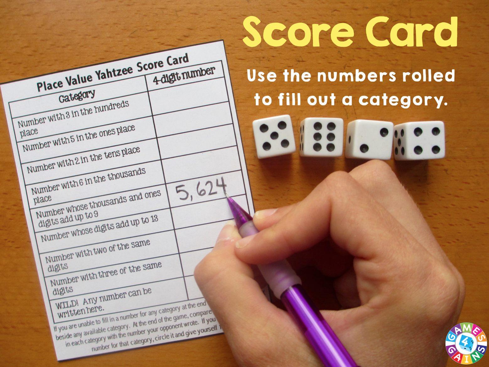 15. Place Value Yahtzee