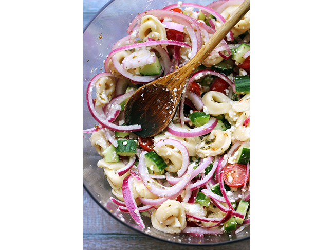 Mediterranean Tortellini Salad with Red Wine Vinaigrette