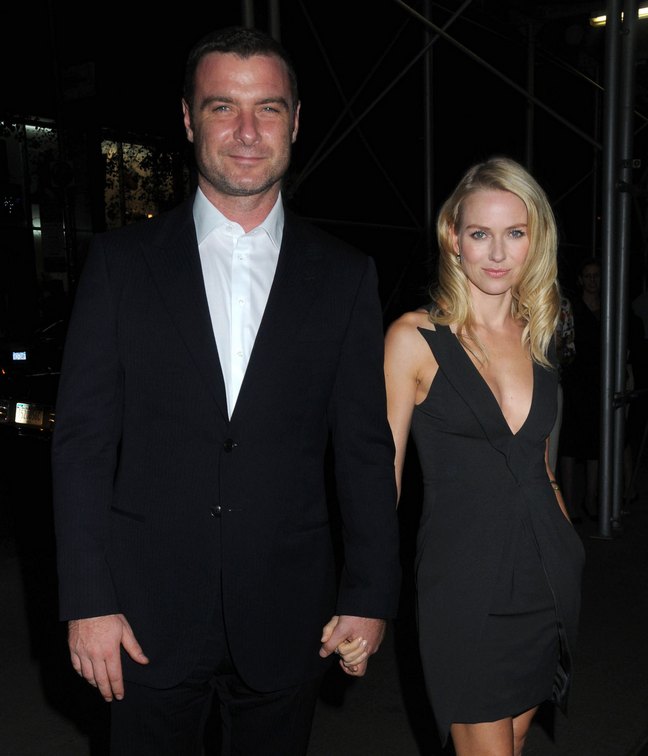 Naomi Watts, black dress, mini dress, Liev Schreiber, black tux